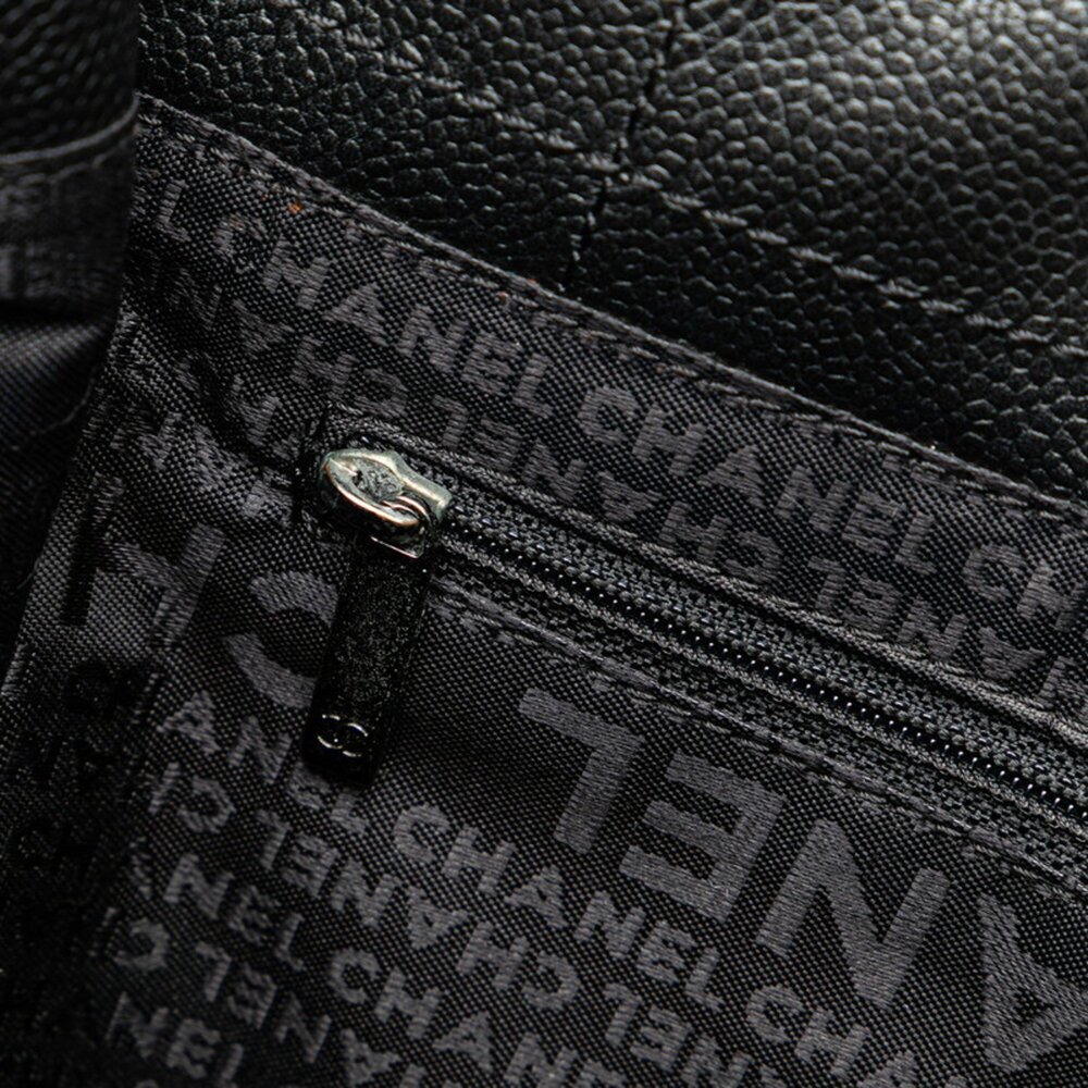 CHANEL Black Caviar Leather Logo Tote Bag - Picture 6 of 10